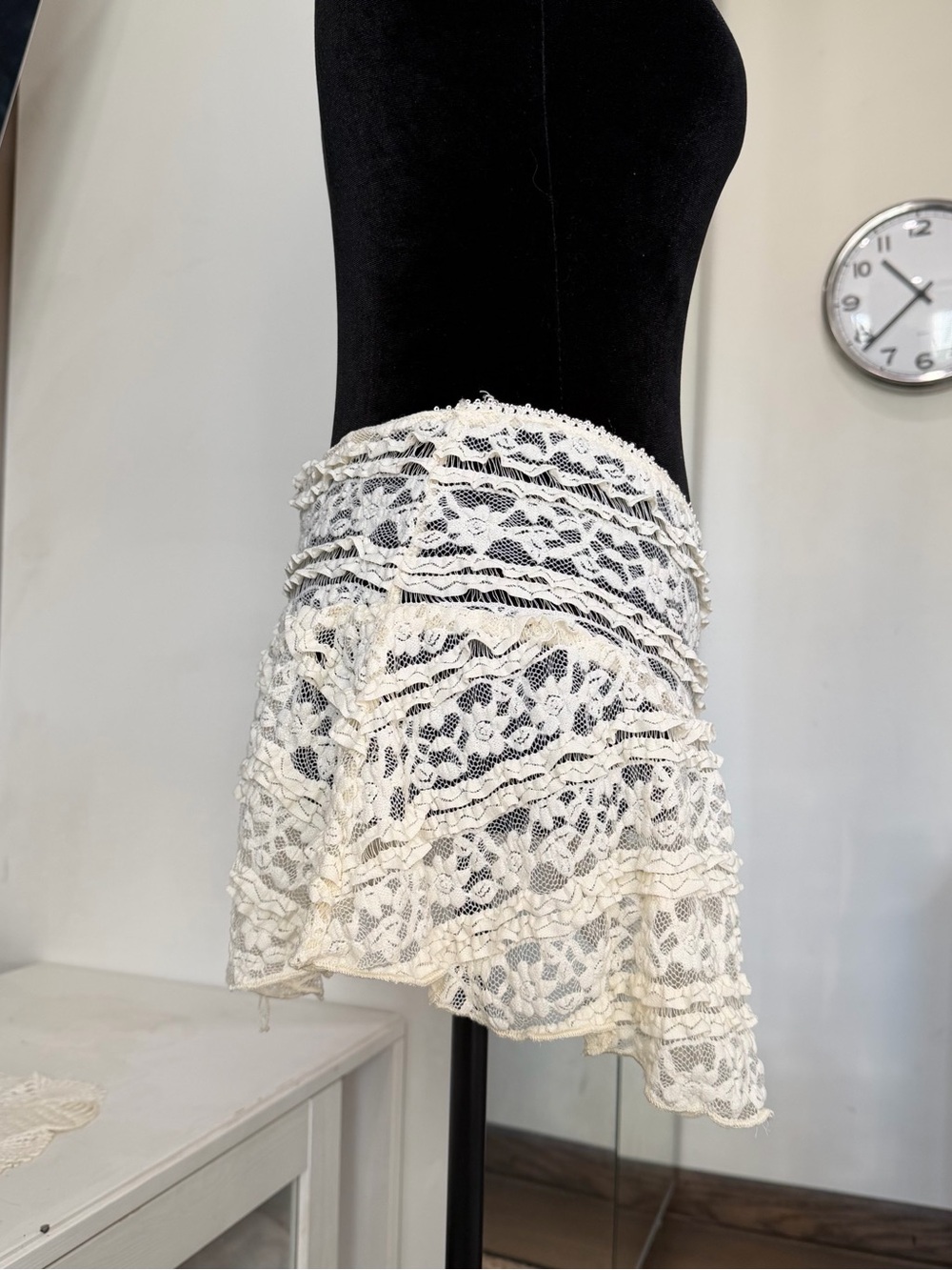 Motel Rocks Ragna Ivory Lace Ruffle Mini Skirt - Picture 2 of 4